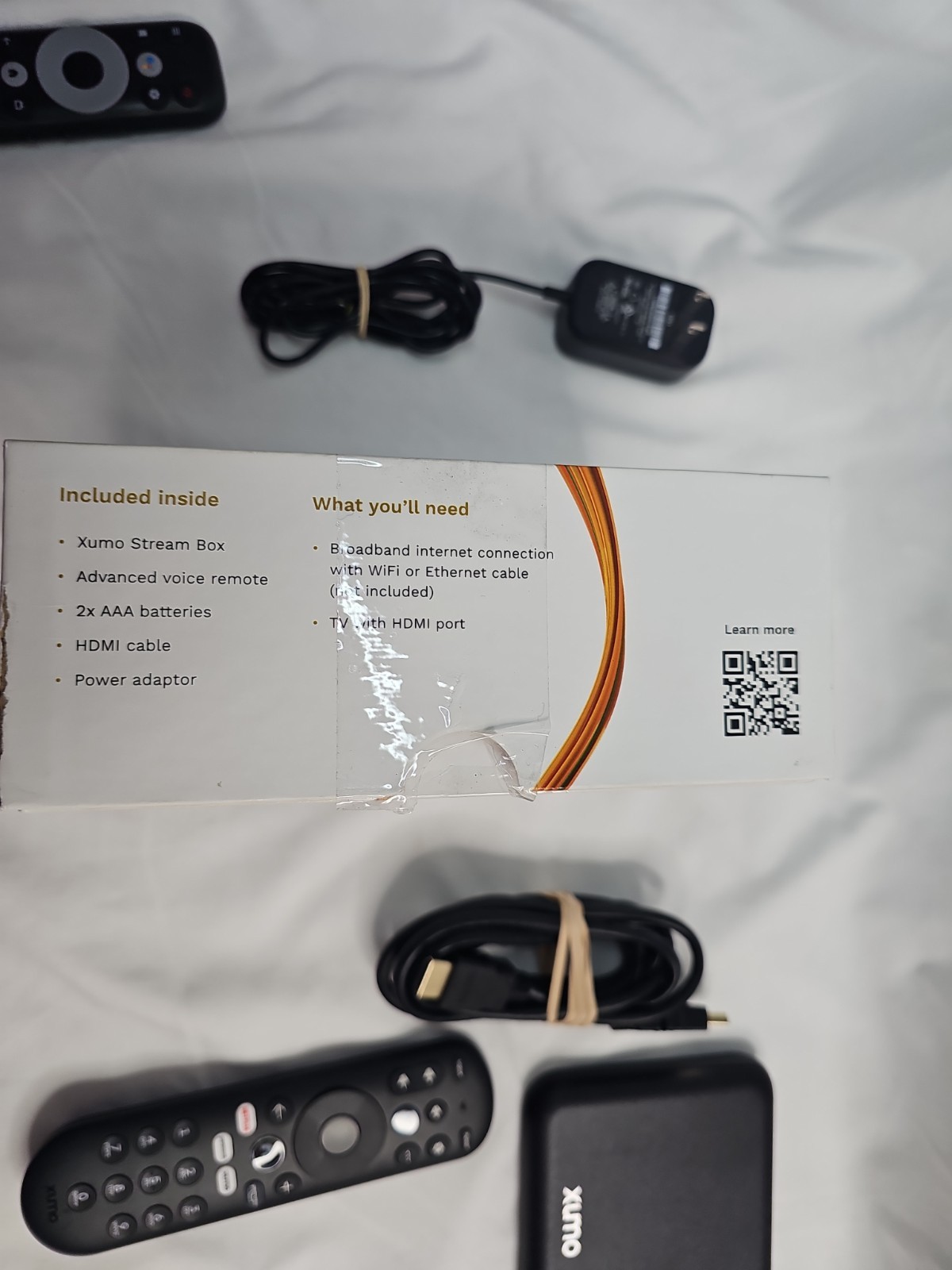 Xumo Stream Box 4K – XiOne-SC(B) + HDMI Remote Power Cable And Box