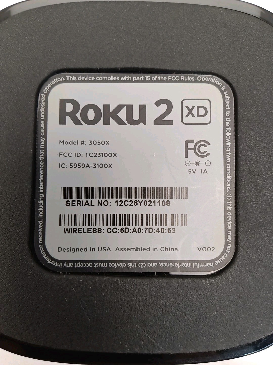 ROKU 2 XD MEDIA STREAMER Model Number: 3050X Complete 2nd Generation Tested