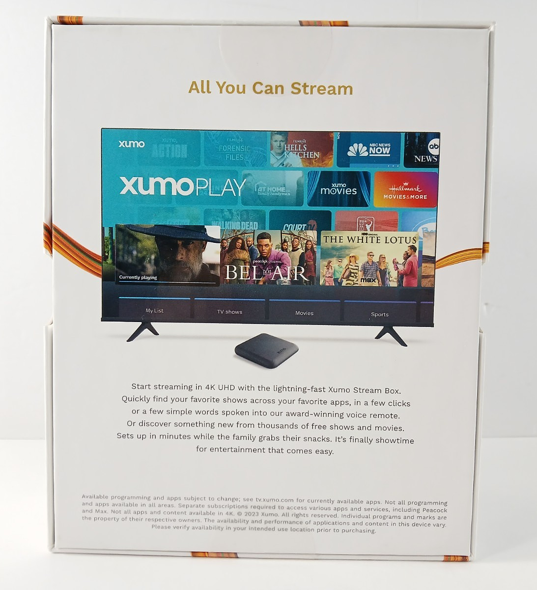 XUMO Stream Box 4k UHD Streaming Device With Voice-Controlled Remote NEW SEALED!