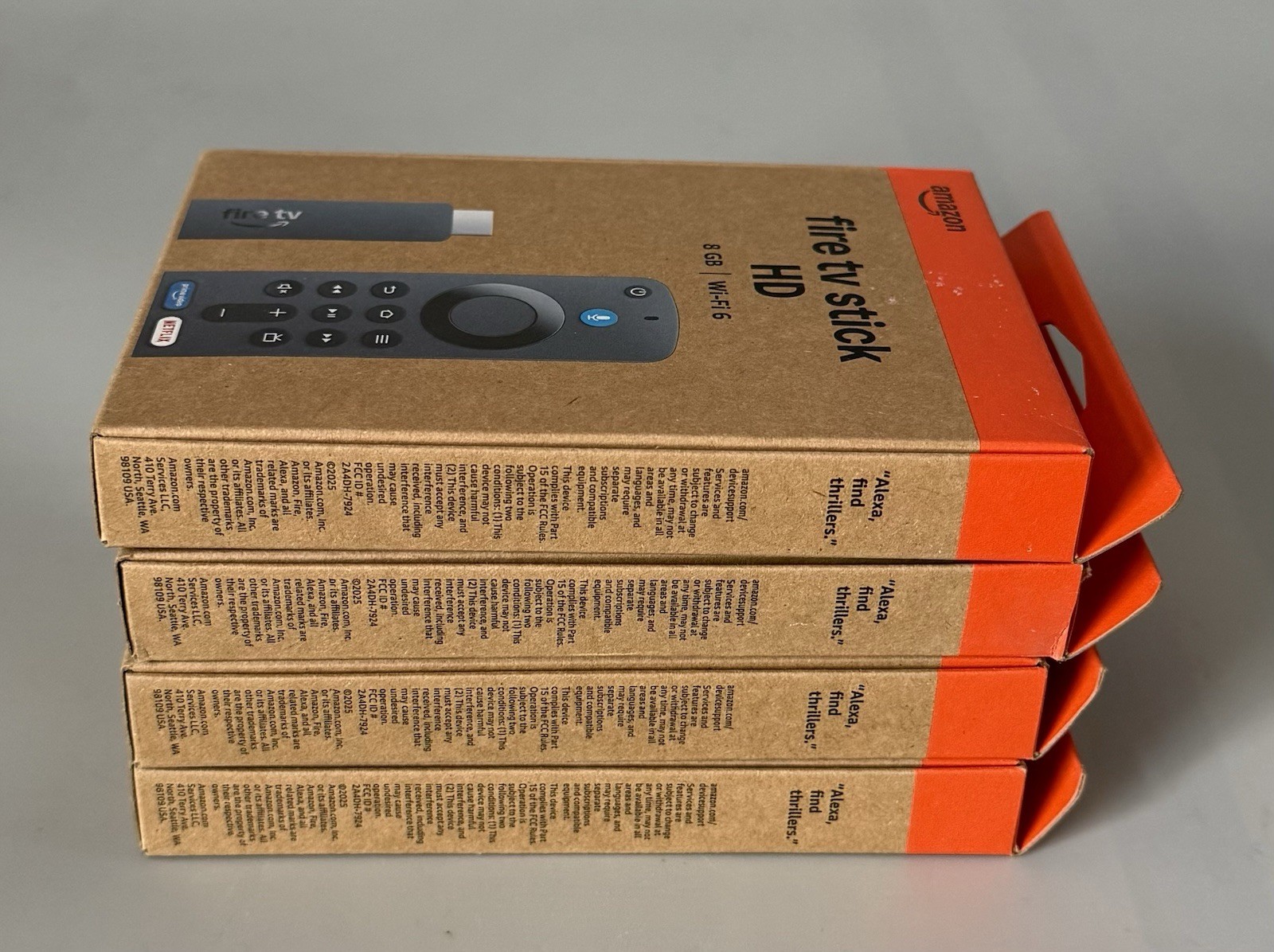 Lot of 4 Amazon Fire TV Stick HD 8GB Wi-Fi 6 — New Factory Sealed