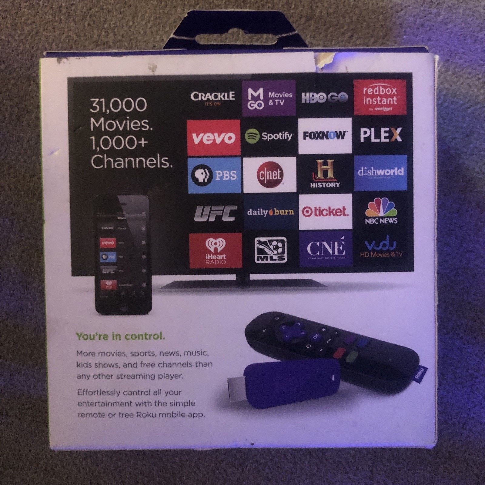 Roku Streaming Stick 3500R Purple HDMI Version New