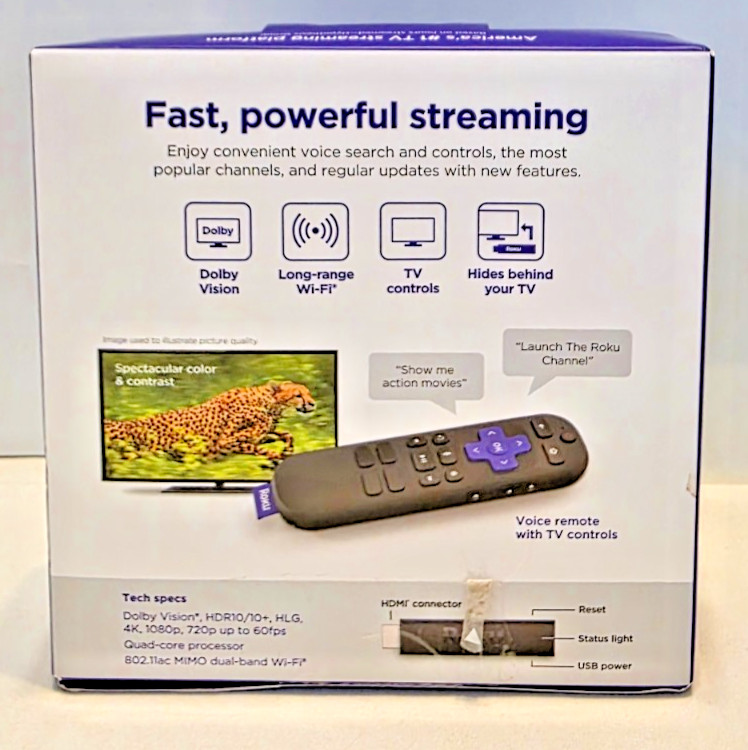 Roku Streaming Stick 4K Voice Remote HDR Dolby Vision WiFi Streaming Device