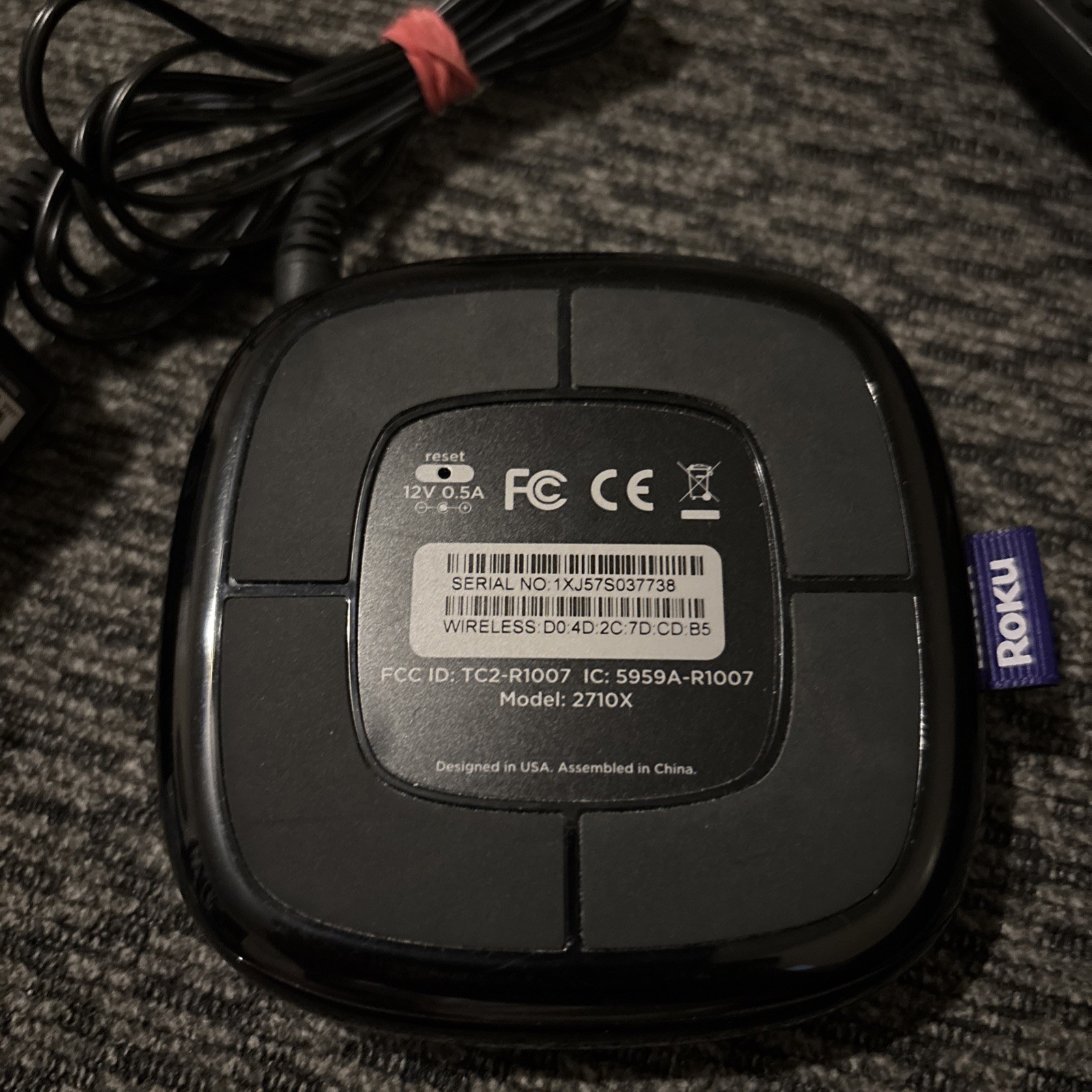 Roku 1 HD Streaming Media Player 2710X WiFi HDMI AV RCA Power Adapter & Remote