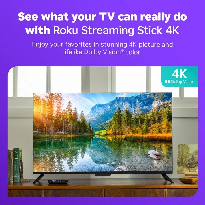 Roku Streaming Stick 4K Device 4K HDR Dolby Vision Voice Remote – 3820RW