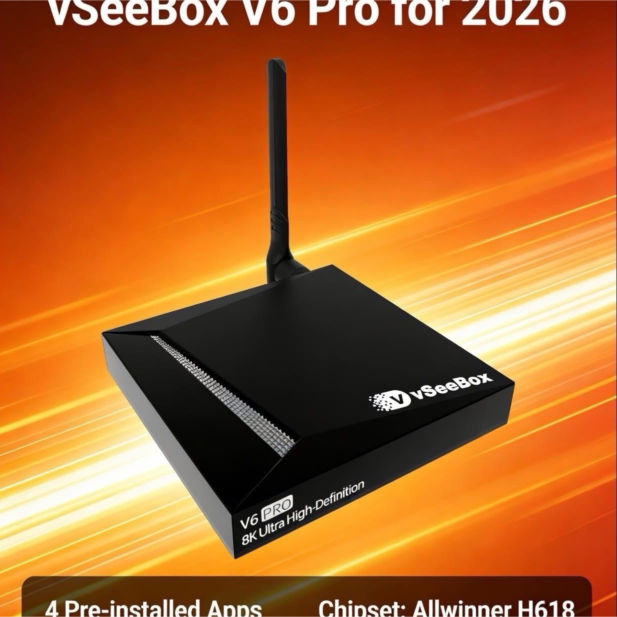 vSeeBox V6 Pro Android 14 Streaming Box 32GB 8K 4320p 4K Black