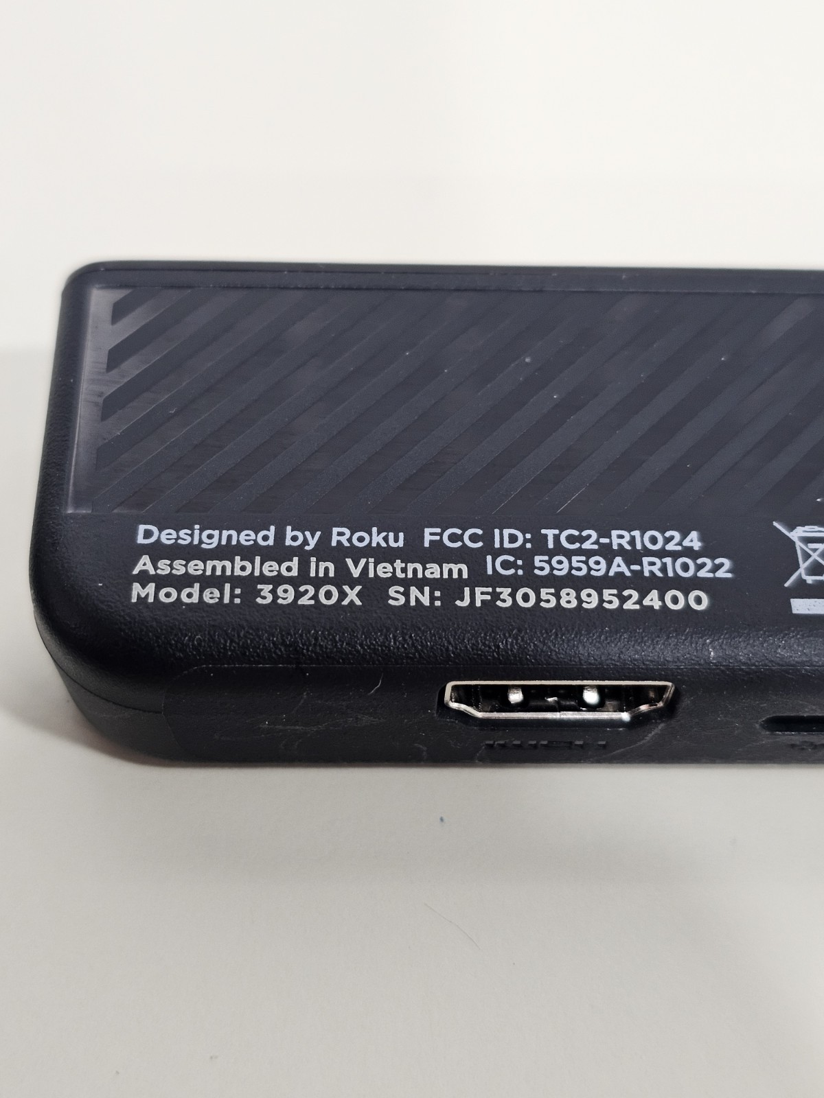 Roku Premiere 3920X HD Media Streamer, w/ USB Cable Remote No Power Block Works