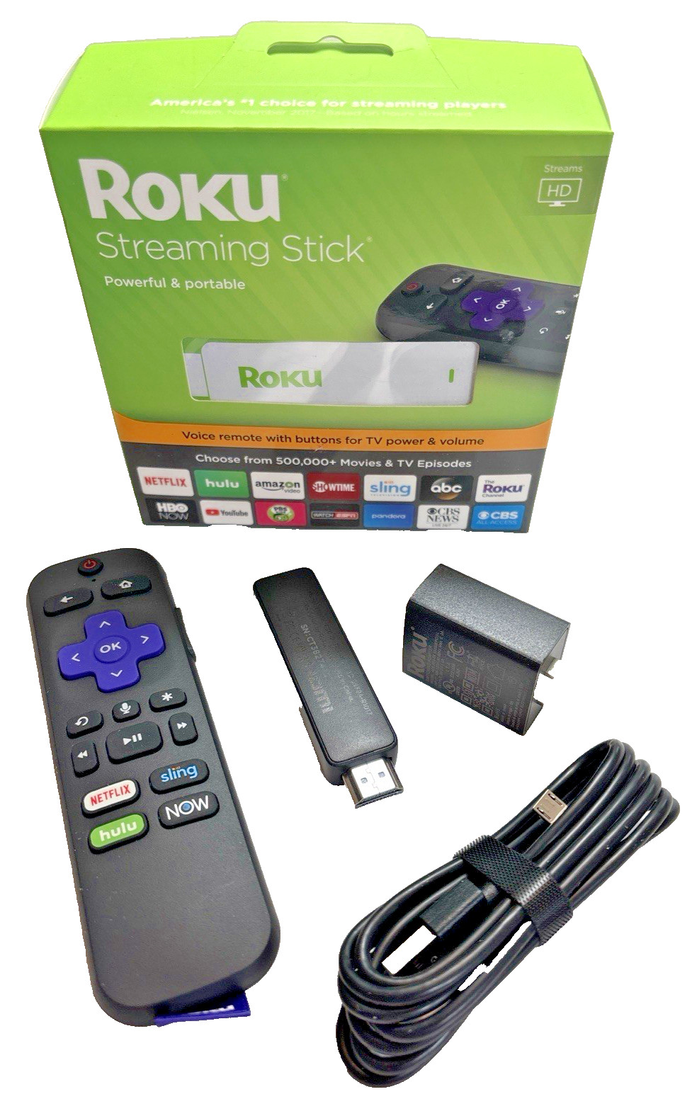 Compact Roku Streaming Stick HD Smart TV Upgrade Voice Remote Included Easy Plug