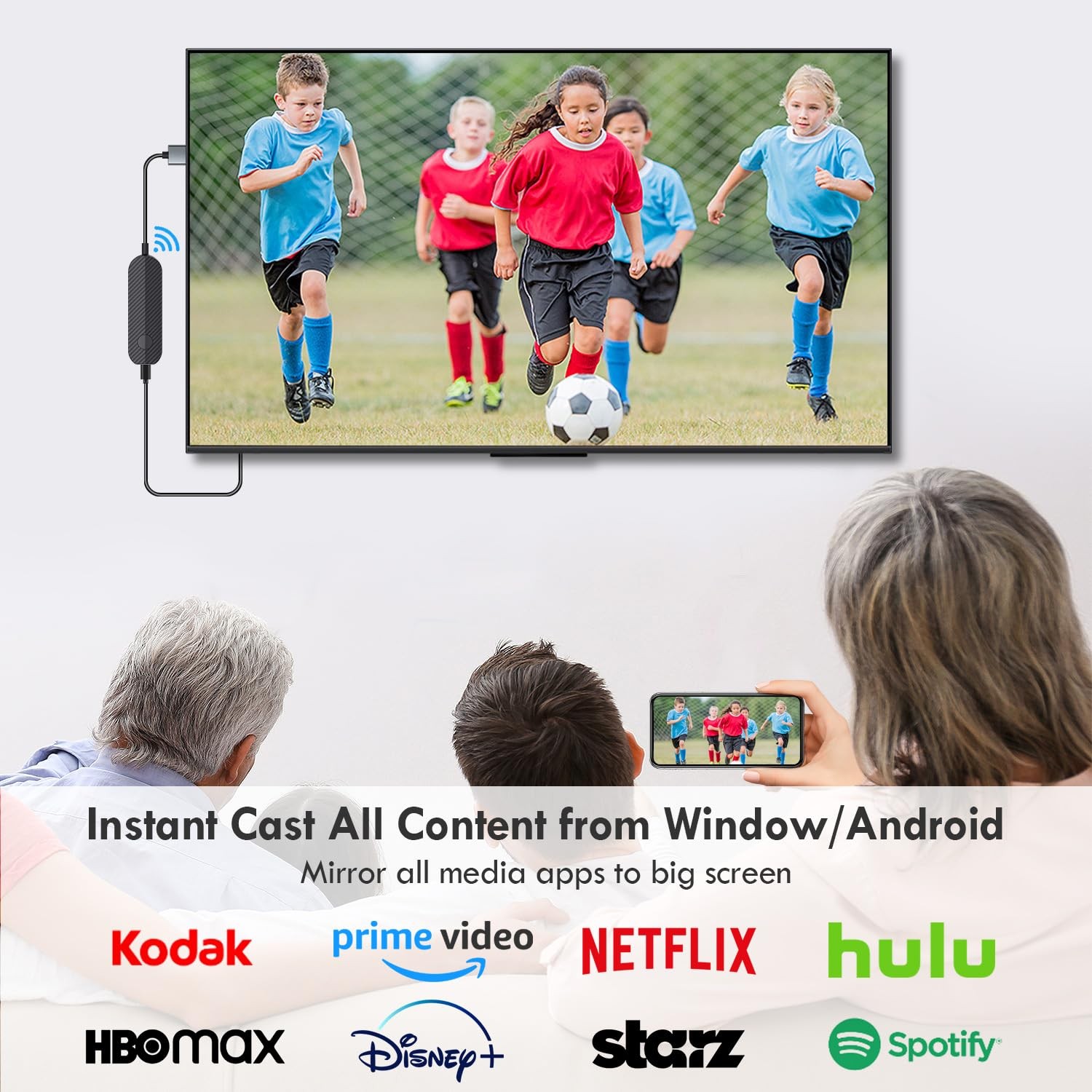 4K 1080P Wireless HDMI Display Adapter, WiFi Streaming Movies, Shows Receiver…
