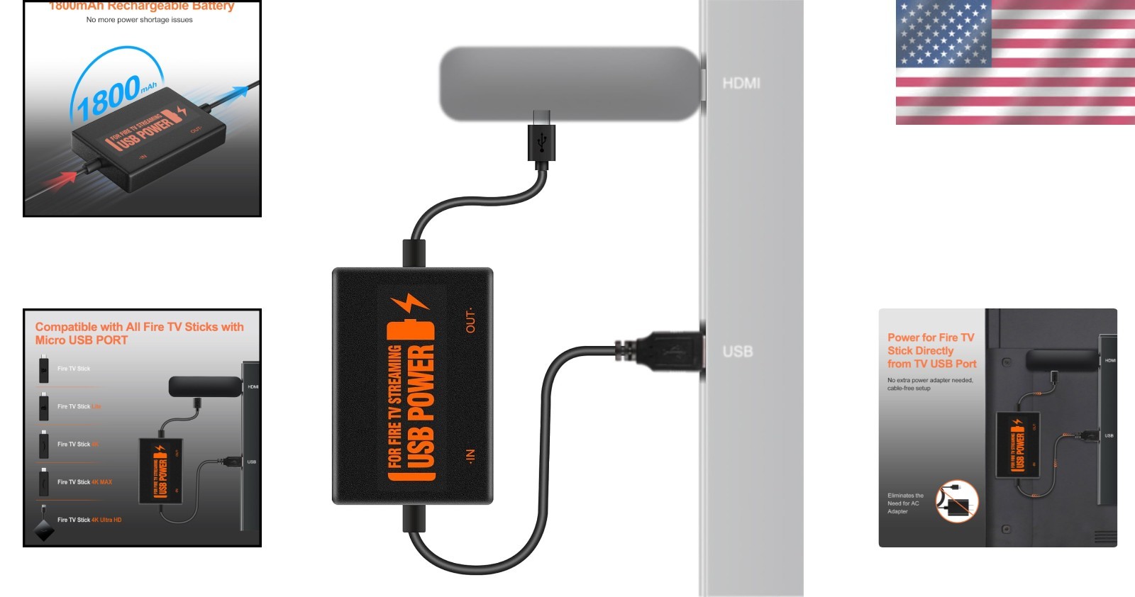 Versatile USB Power Adapter for Fire Stick – Works with All Streaming Devices