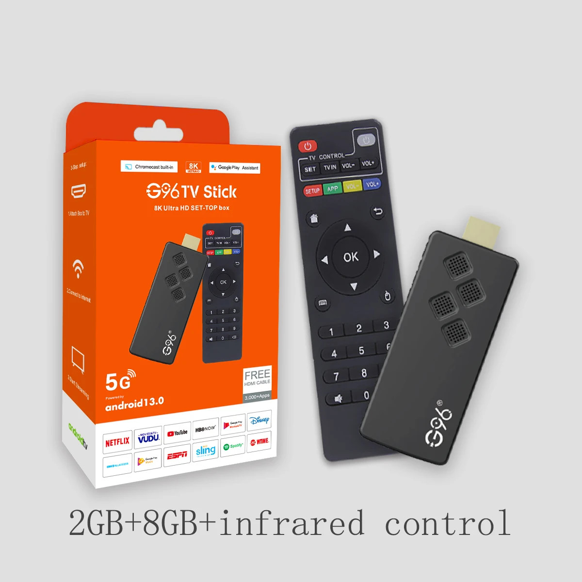 G96 High-Performance Android 13.0 8K ATV H313 2GB RAM 8GB ROM Q2 Smart TV Stick
