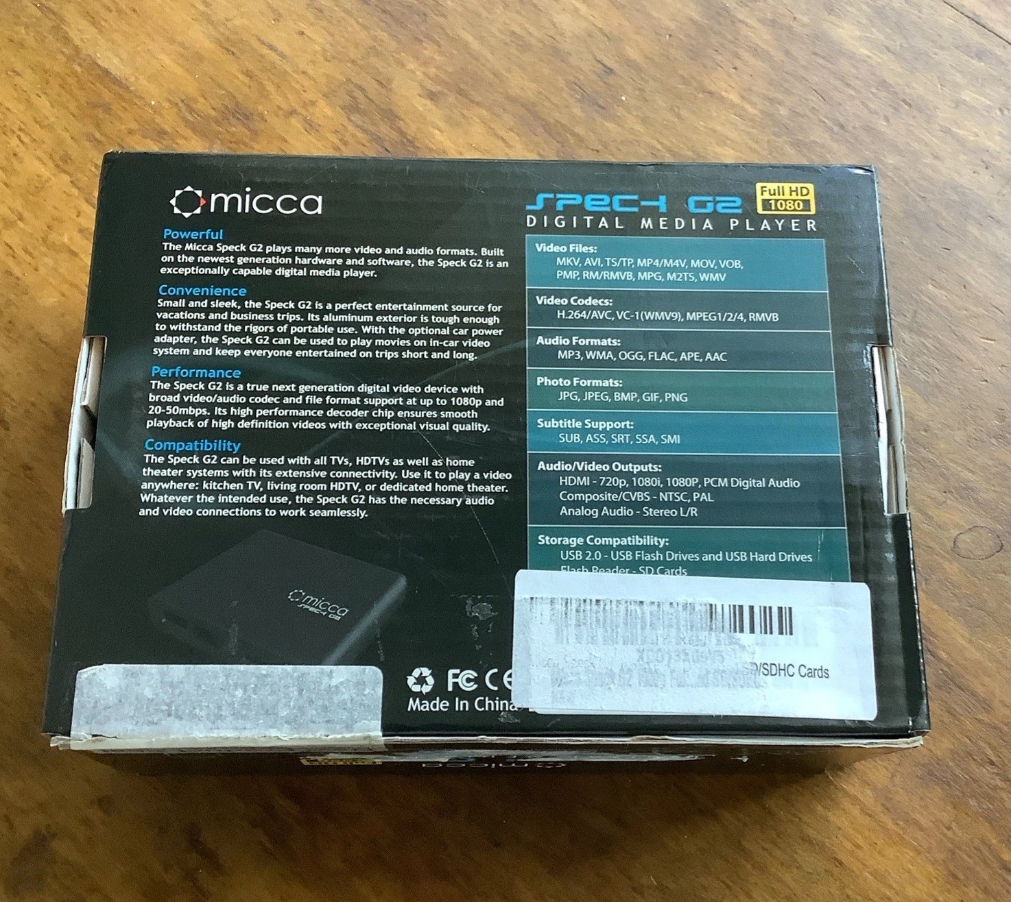 Micca Speck G2 1080p Full HD IR Remote Digital Media Player