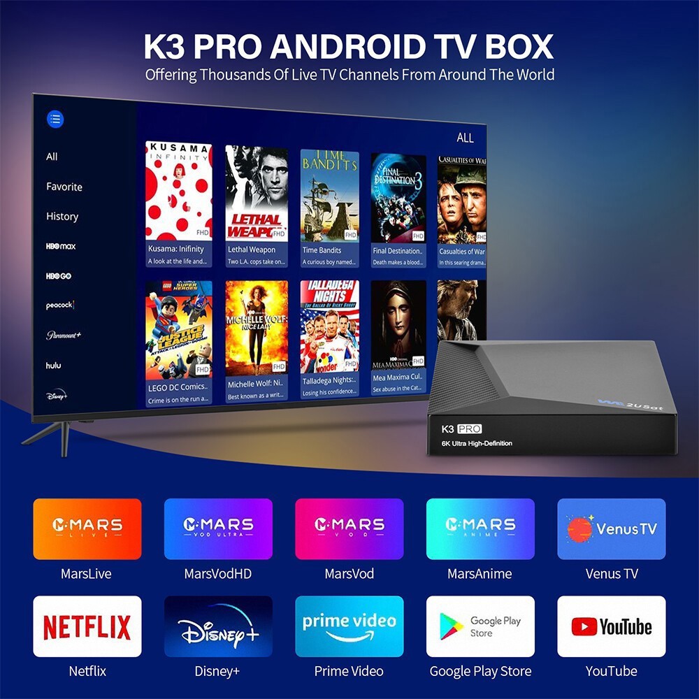 K3 PRO 6K Super Clear Smart TV Box WiFi6 Free TV Player Bluetooth Voice Assit US