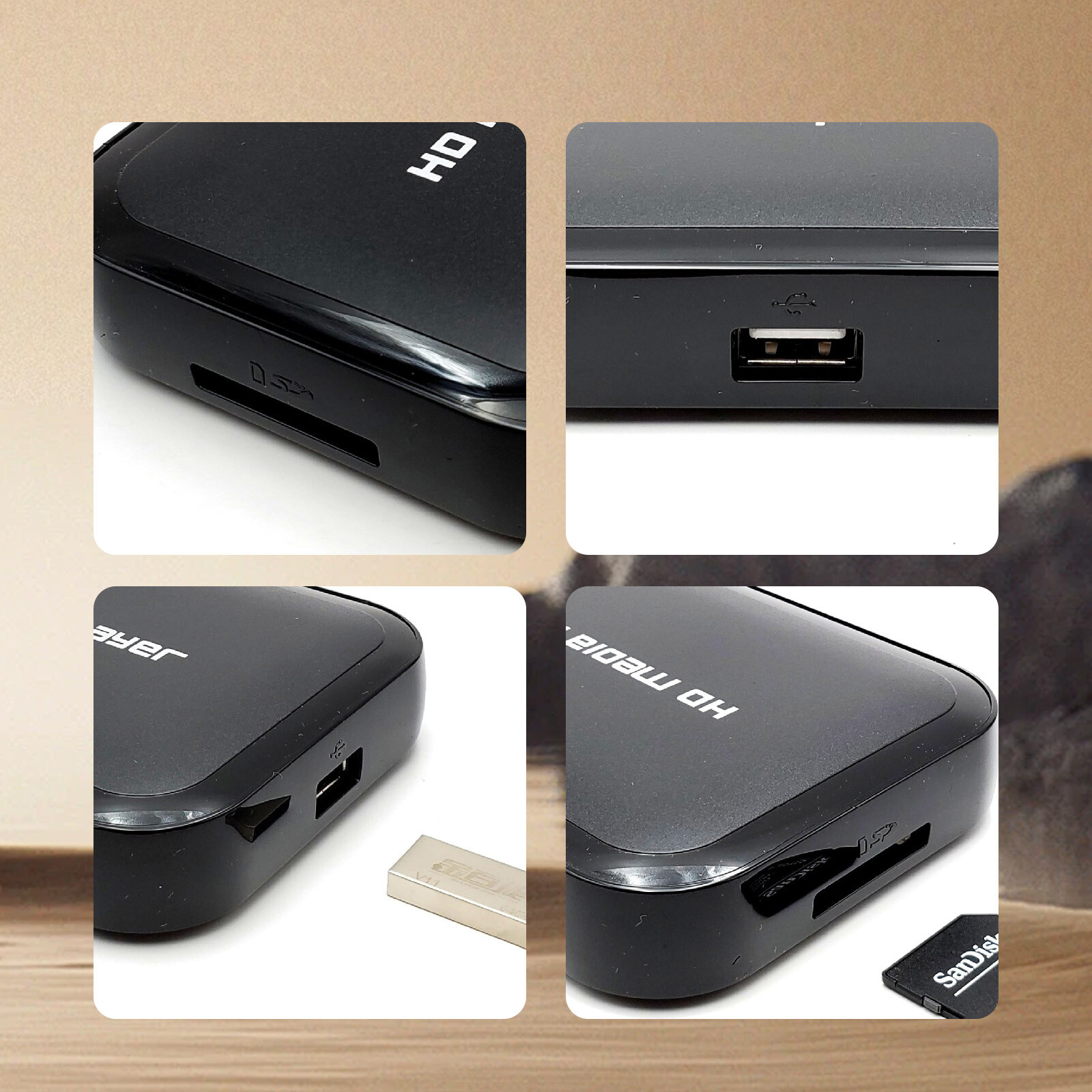A28D USB SD MMC VGA AV YPbPr Multi TV Media Player + IR Fernbedienung 1080pgk