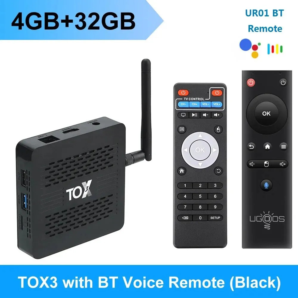 TOX3 Android 11 TV Box S905X4 4GB 32GB 4K AV1 1000M LAN Dual WiFi Media Player