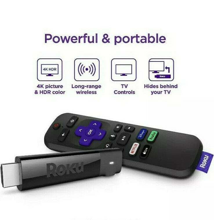Roku 4K HDR Media Streaming Stick + Voice Remote w/TV controls