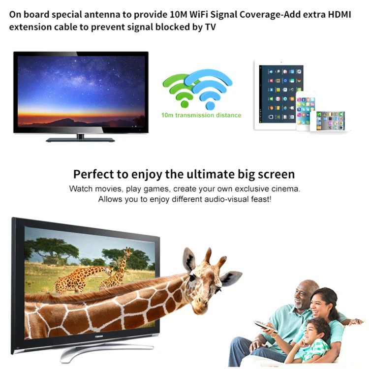M4 Plus Wireless WiFi Display Dongle Receiver Airplay Miracast DLNA 1080P HDMI T