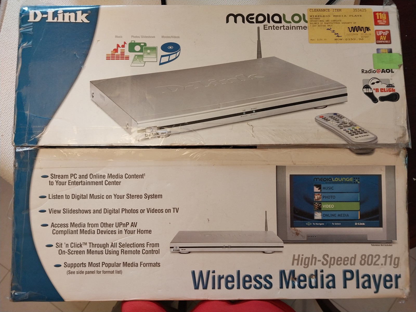 D-link Media Player Model DSM-320 Digital Media Streamer- Wireless
