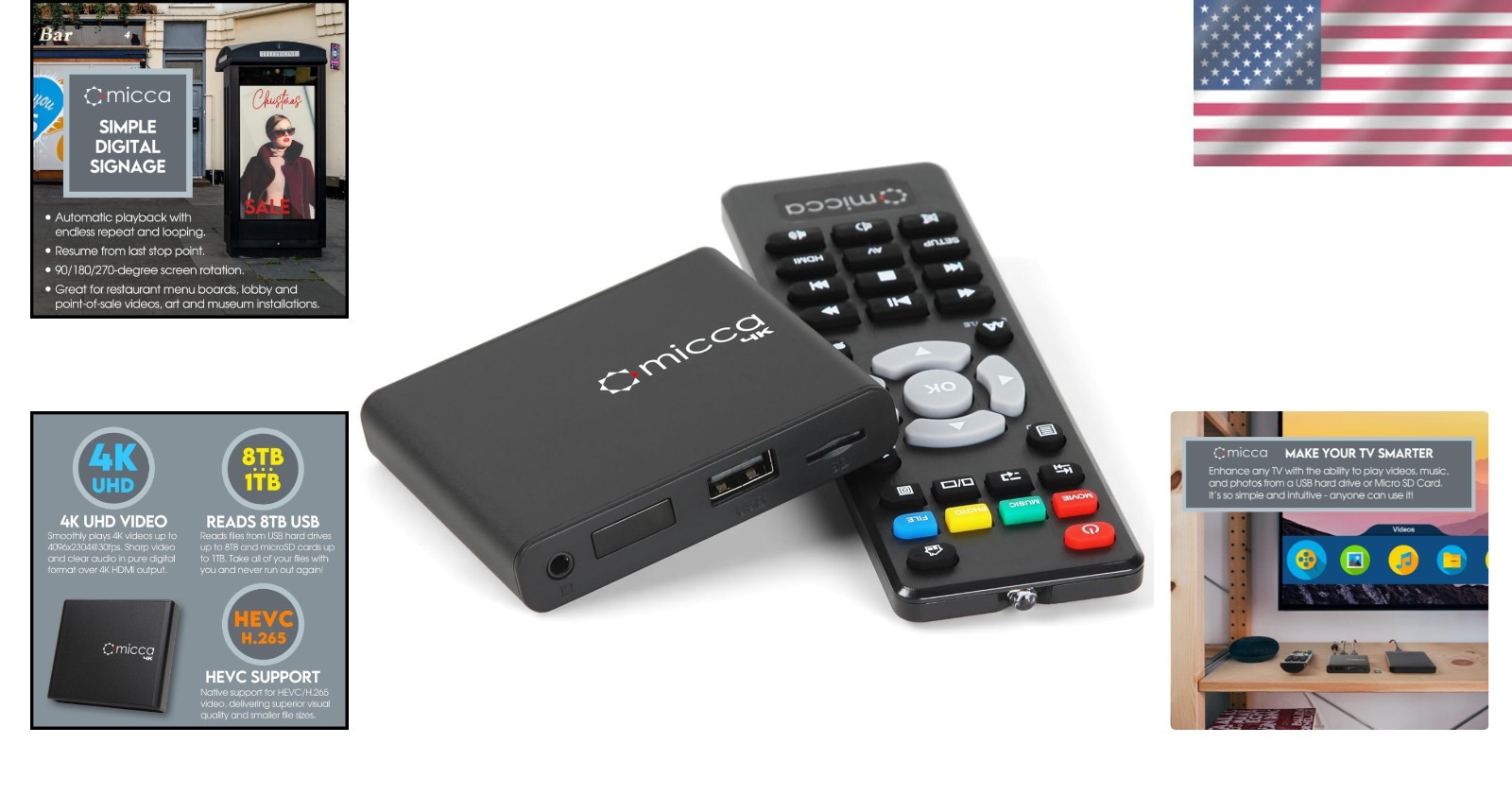 4K Ultra-HD Digital Media Player – USB/MicroSD, H.265/HEVC