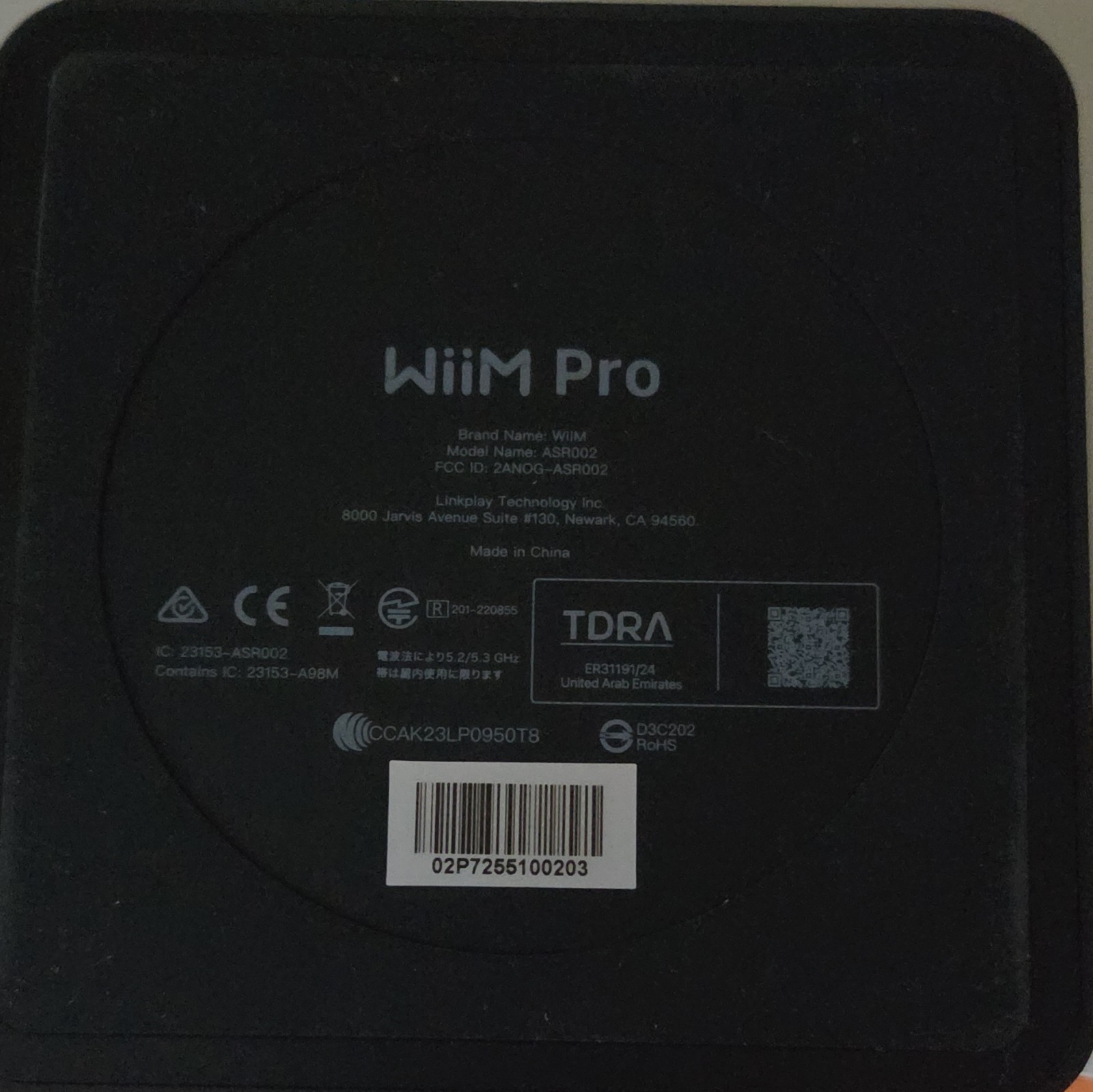 WiiM Pro ASR002 Network Audio Streamer Box Black Ethernet Mic Optical Coax RCA