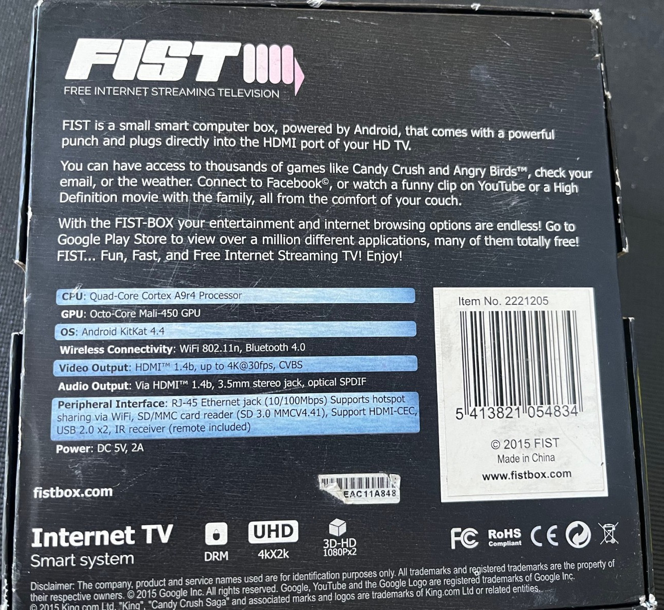 Android Streaming TV Box Quad-Core 4K HDMI WiFi FIST