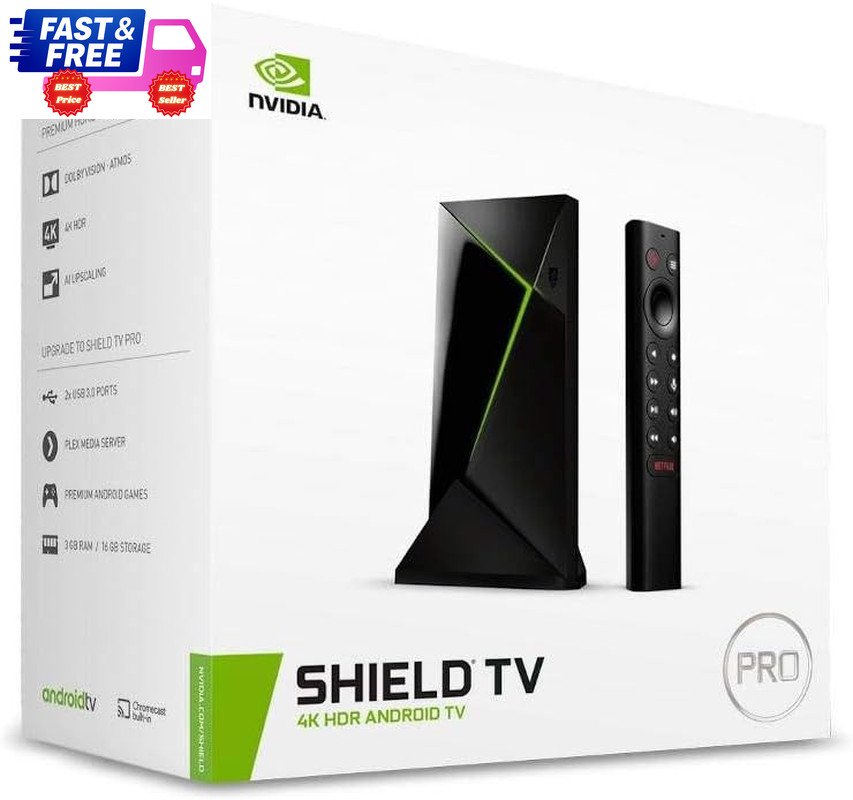 Shield Android TV Pro 4K HDR Media Player Dolby Vision 3GB RAM 2xUSB Alexa Compa