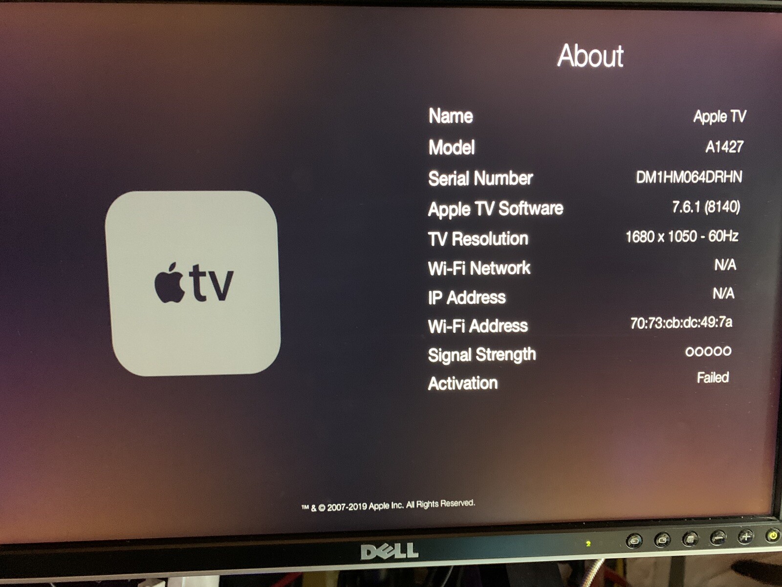 Apple TV A1427 Bundle 3rd Generation with power cable remote and mount