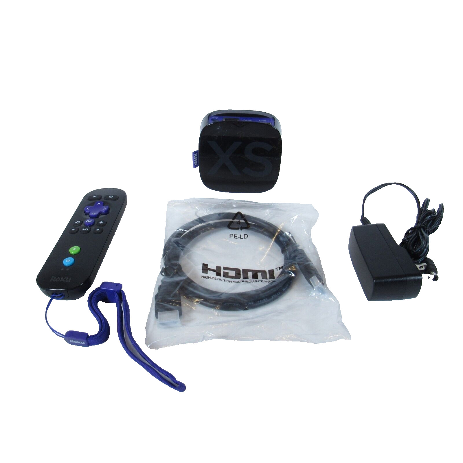 Roku 2 XS Media Streamer 3100X – Black w/ Remote & Adapter/HDMI Cord