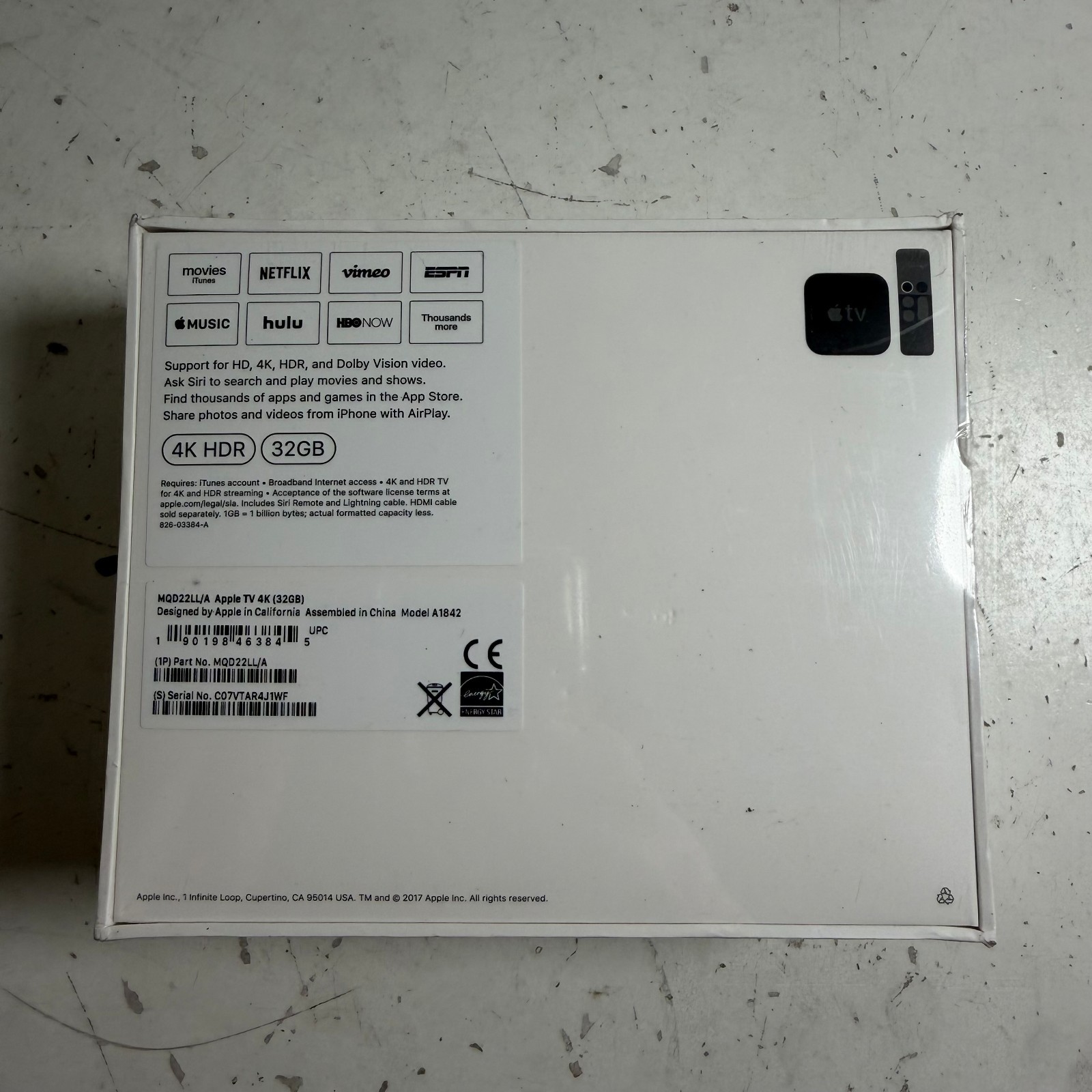 Apple TV 4K 1st Generation A1842 Black 32GB Streaming Media Player – Sealed