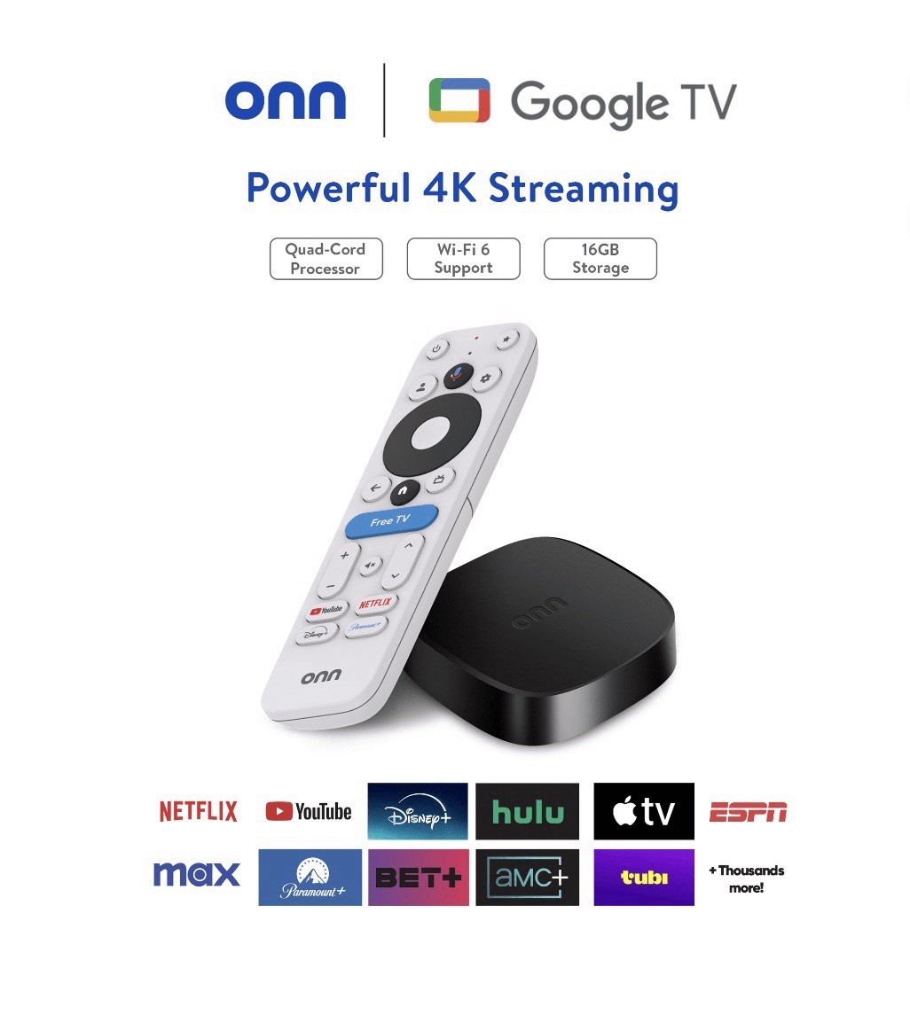 onn 4K Plus Streaming Device, Google TV – Ultra-fast Streaming, Stunning 4K UHD