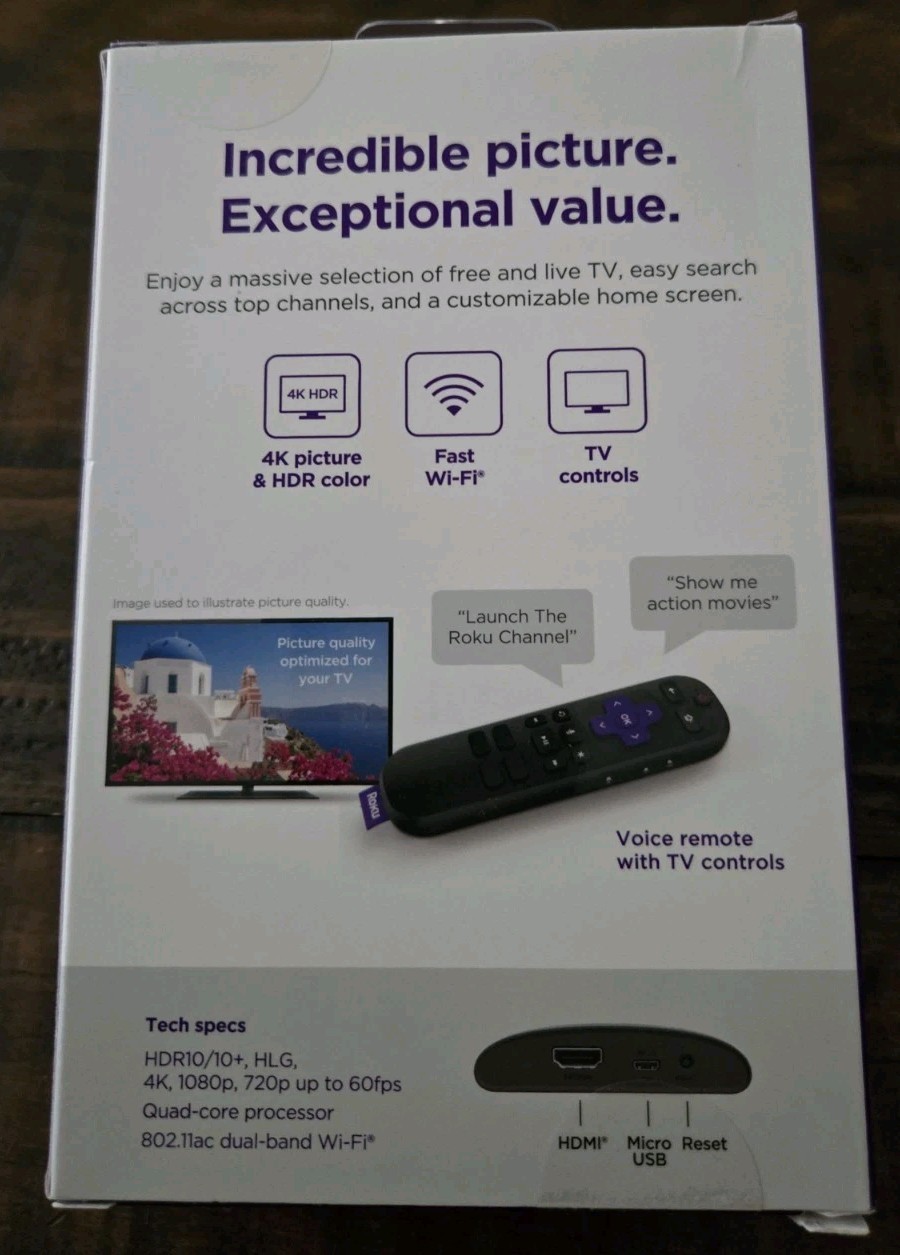 Roku Express 4K+ Streaming Player NEW SEALED HDR Voice Remote Wi-Fi HDMI