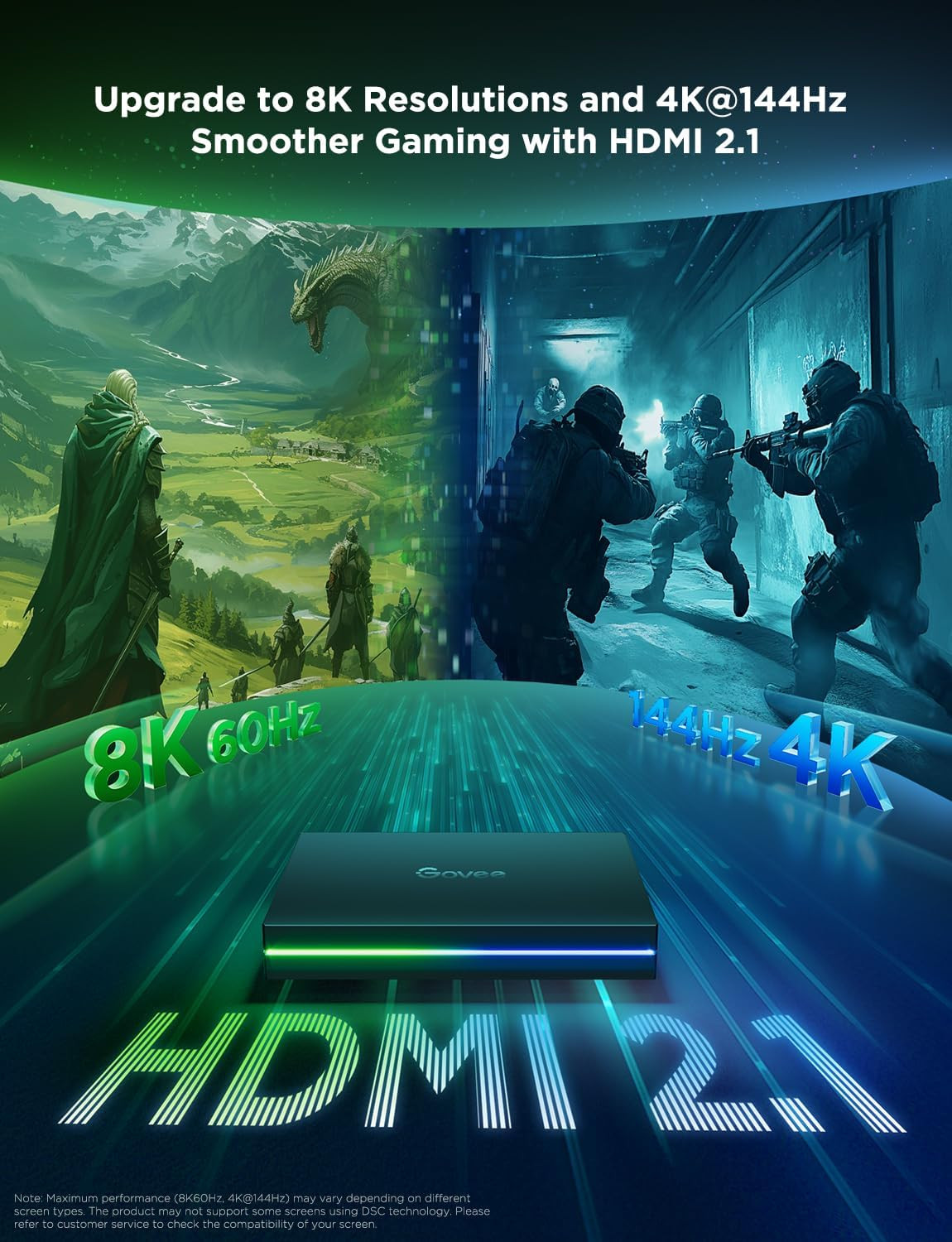 HDMI 2.1 Sync Box 2, AI Sync Box with TV Backlight, Supports 8K@60Hz, 4K@144Hz,