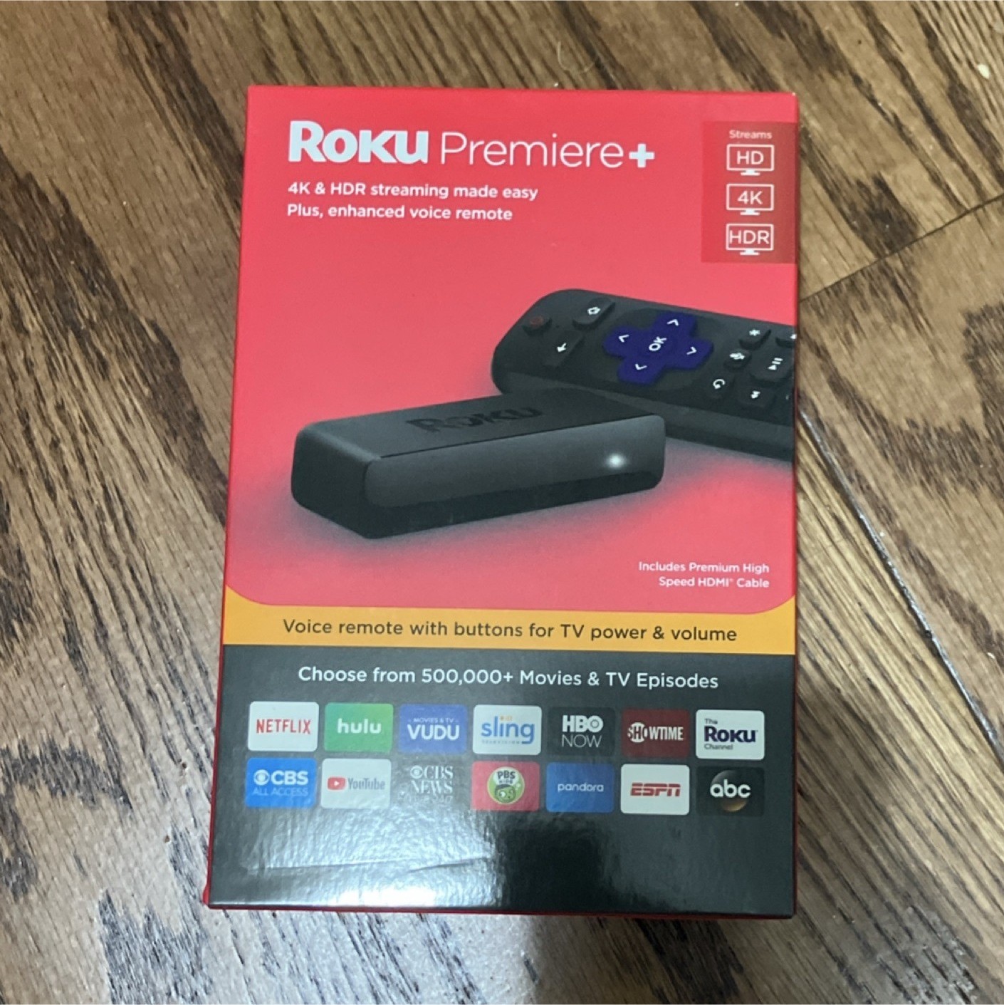 Roku Premiere+ 4K HDR Media Streamer, Voice Control, Wi-Fi, HDMI, Black