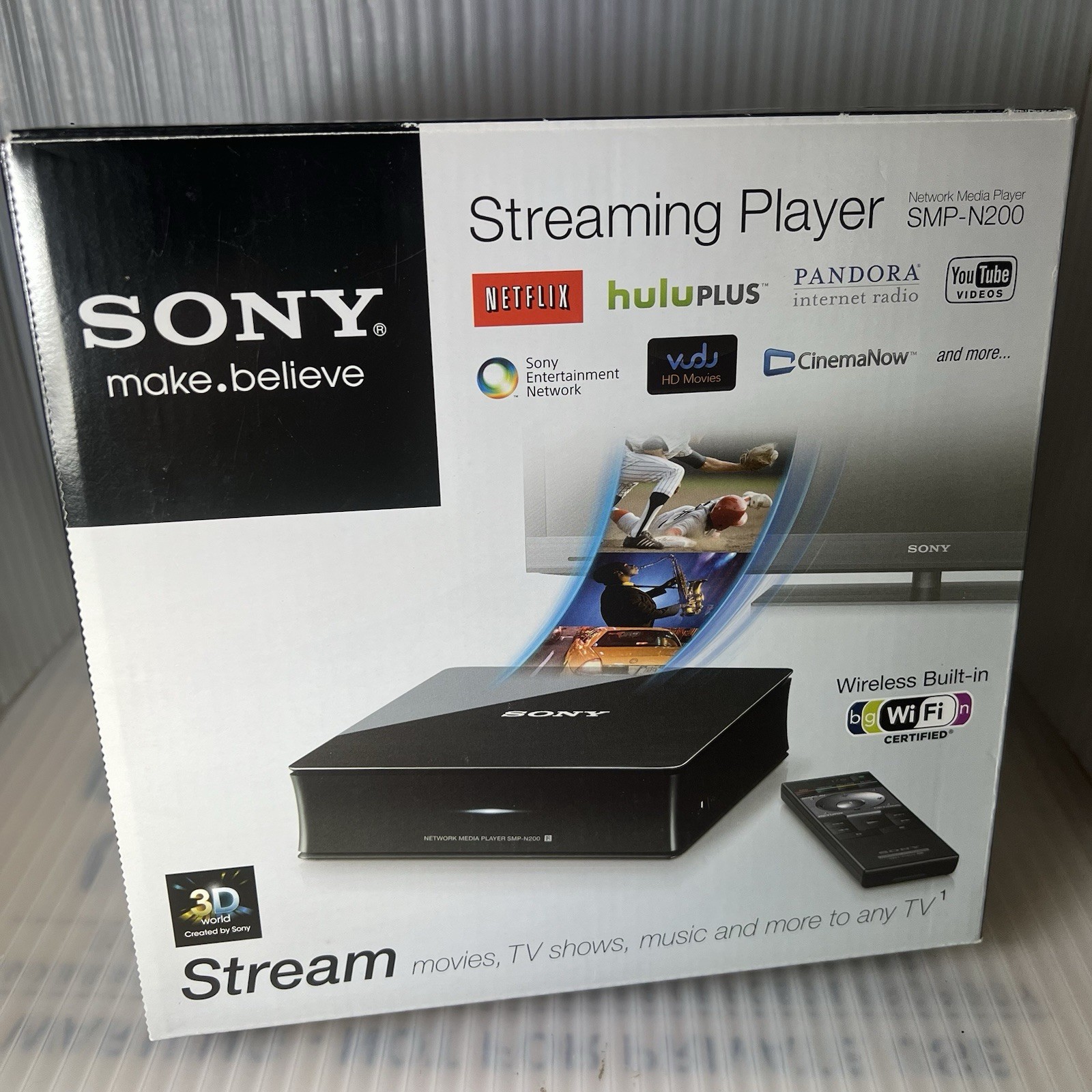 Sony SMP-N200 WiFi Network Media Player with Remote, AC Power Adaptor Open Box