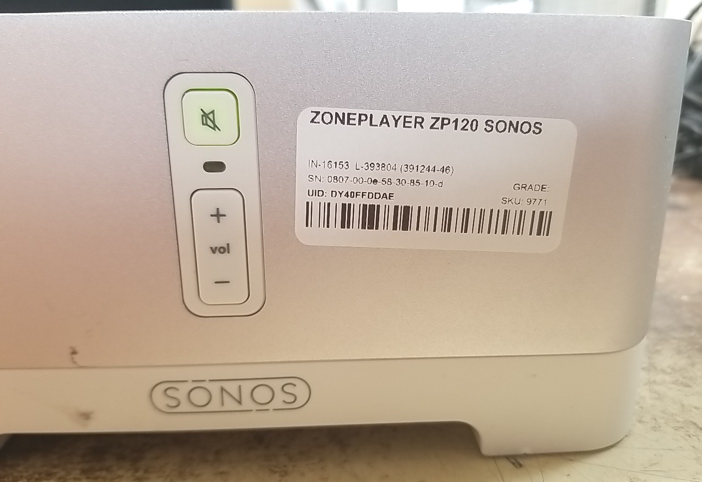Sonos MULTI-ROOM MUSIC SYSTEM ZonePlayer 120. UNIT ONLY *READ ⬇️*