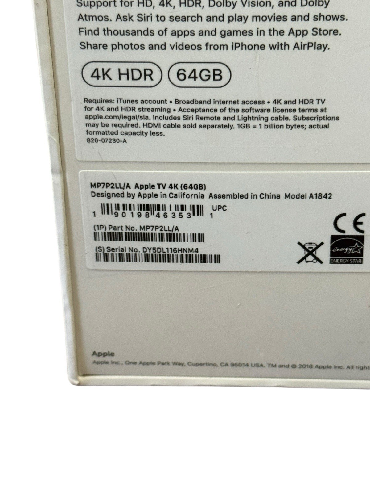 APPLE TV 4K 64GB MEDIA STREAMER | MP7P2LL/A | BLACK