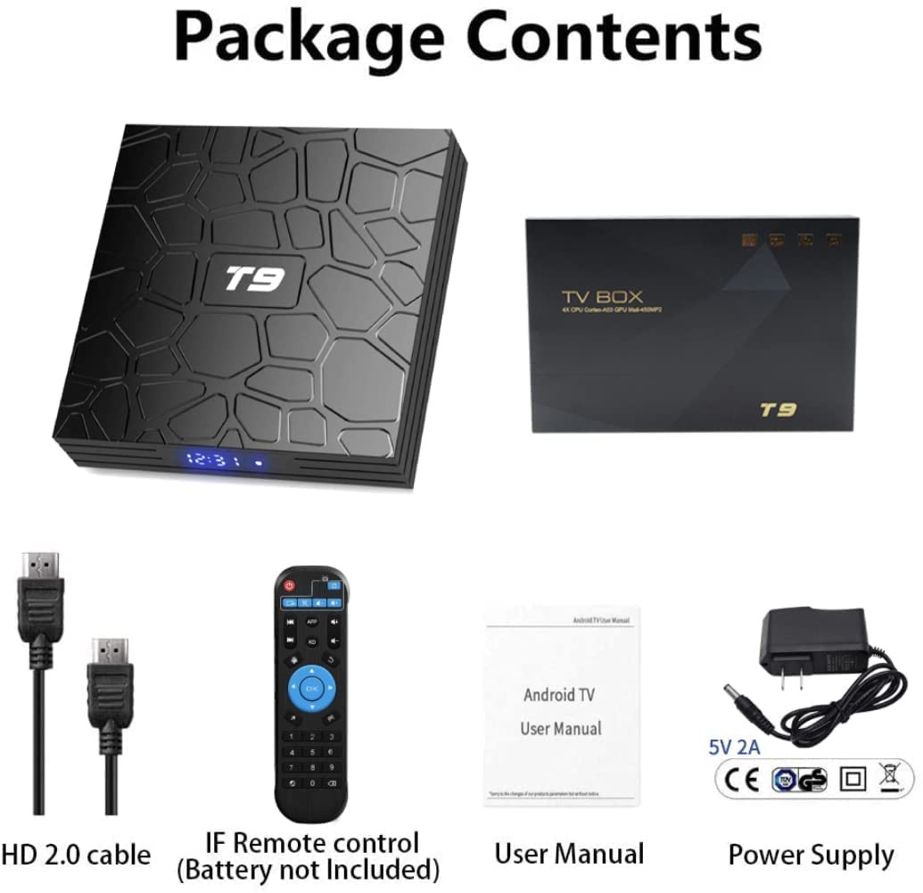 Android TV Box 9.0, Android Box 4GB DDR3 RAM 32GB ROM RK3318 BT4.0 Quad-Core …