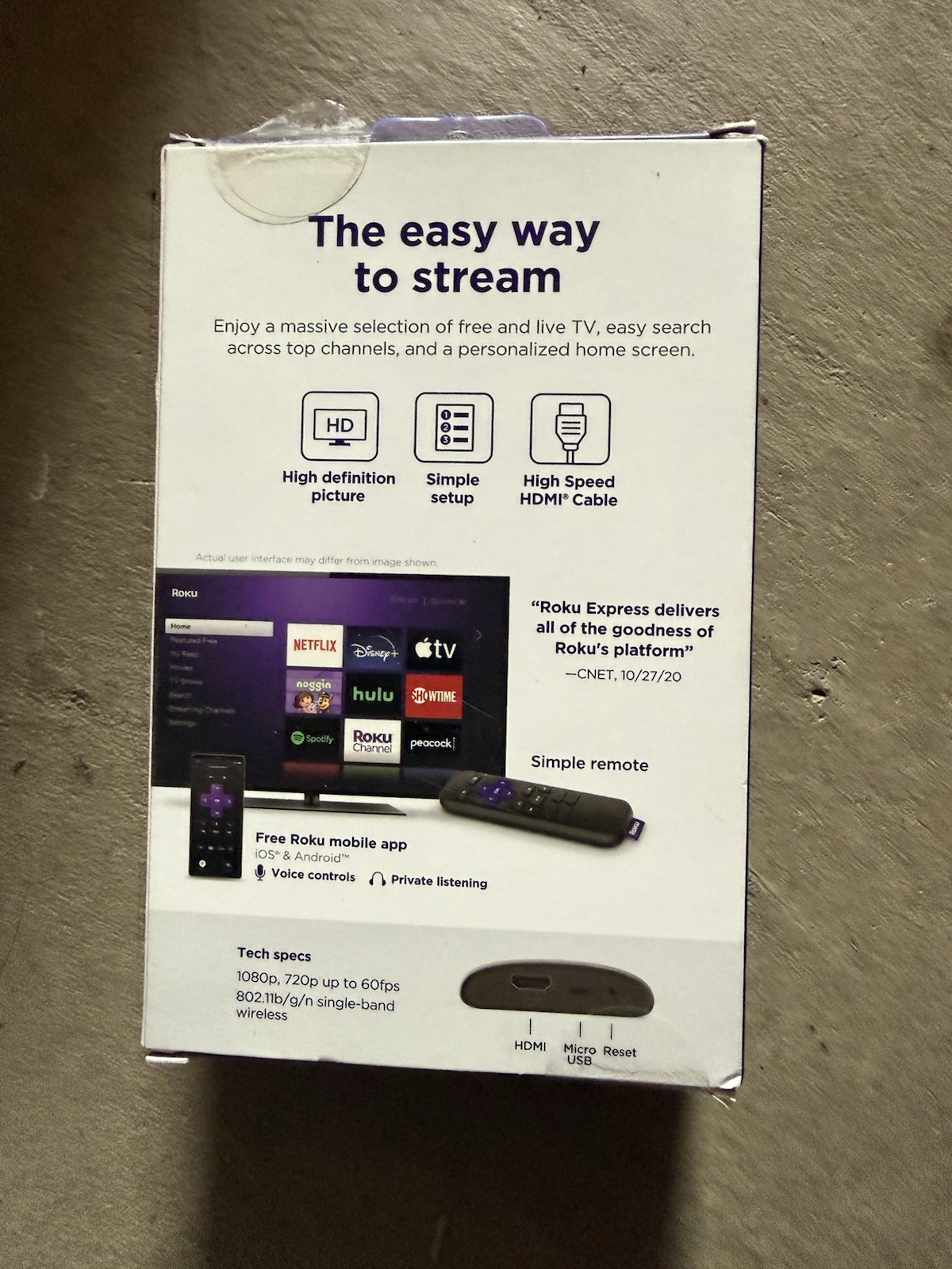 ROKU EXPRESS 3960RW HD Streaming Media Player with High Speed HDMI Cable