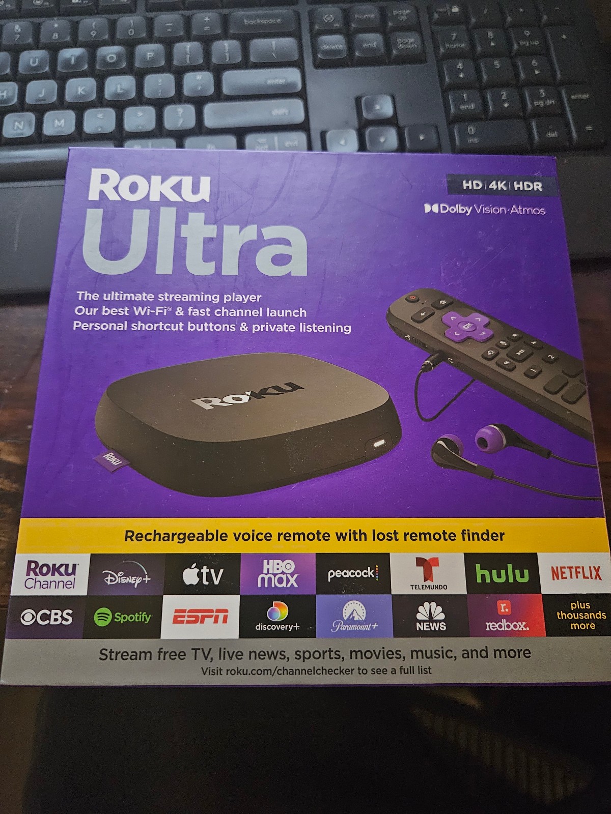 Open Box Roku Ultra 4K/HDR/Dolby Vision Streaming Device 2022 Voice Remote Pro