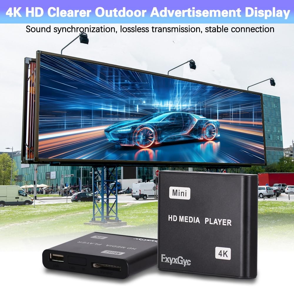 HDMI Media Player, 4K Ultra HD Digital Media Player, Supports USB Drive, SD C…