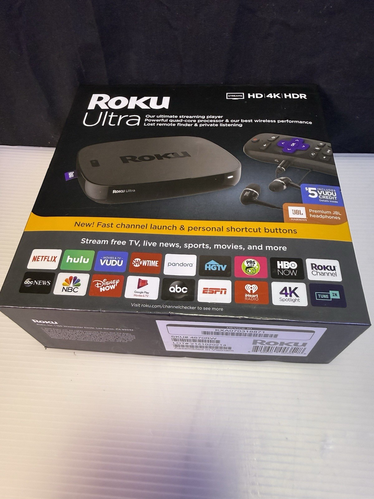 New Open Box Roku 4670RW Ultra 4K HDR Streaming Media Player w/out headphones