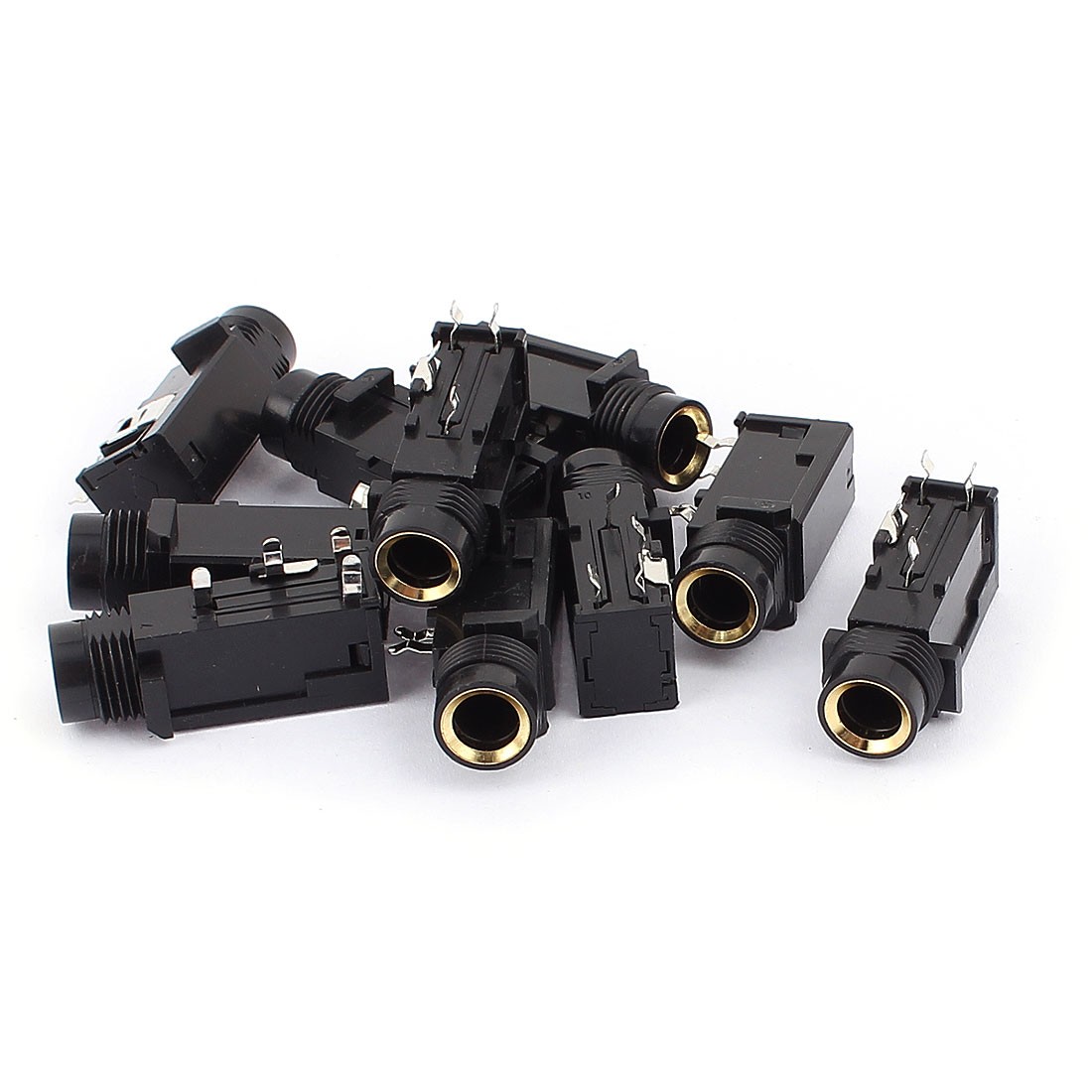 10Pcs 6.35mm Stereo Socket 4 Terminal Headphone Jack PCB Mount Connector