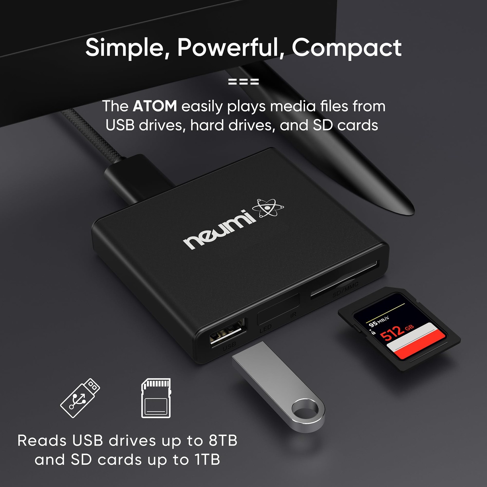 NEUMI Atom 1080P Full-HD Digital Media Player for USB Drives and SD Black