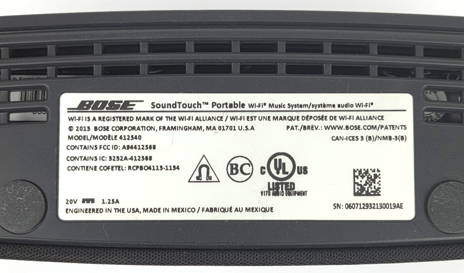 Bose SoundTouch Portable WiFi Music System With Remote 412540 (0019AE) U