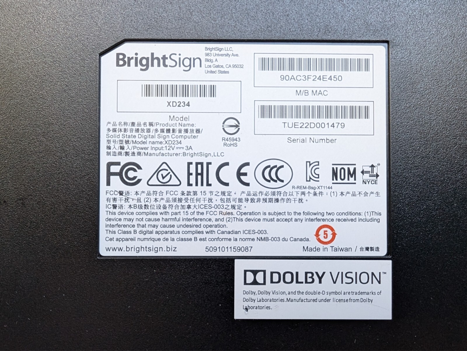 BrightSign XD4 XD234 Standard I/O Player