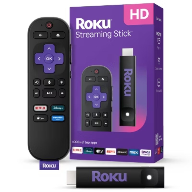 Roku Streaming Stick 2025 HD: Voice Remote, Wi-Fi, HDMI, 1080p, Apple Airplay
