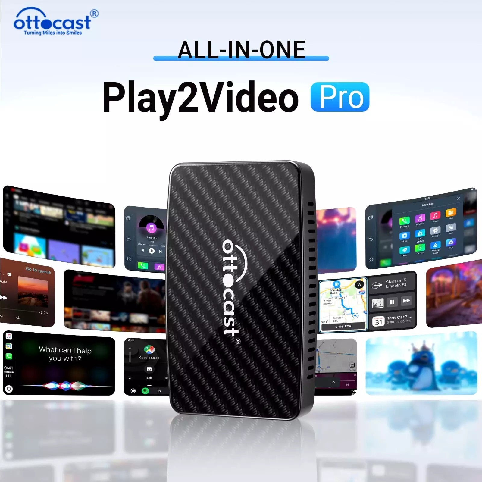 Ottocast Play2Video Pro AI BOX Wireless CarPlay/Android Auto Multimedia Adapter