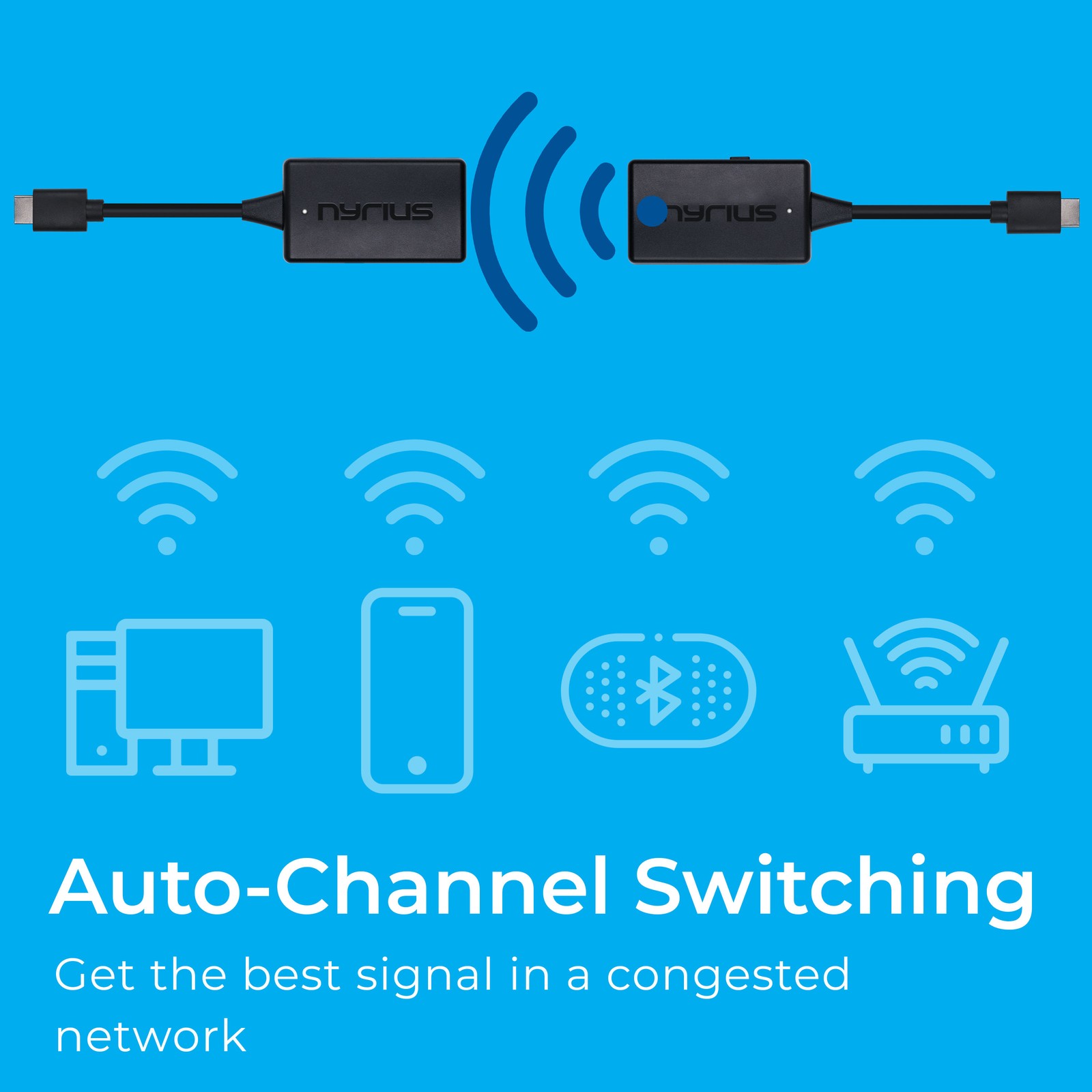 Nyrius Wireless HDMI Video Transmitter & Receiver Stream 1080p up to 150ft to TV