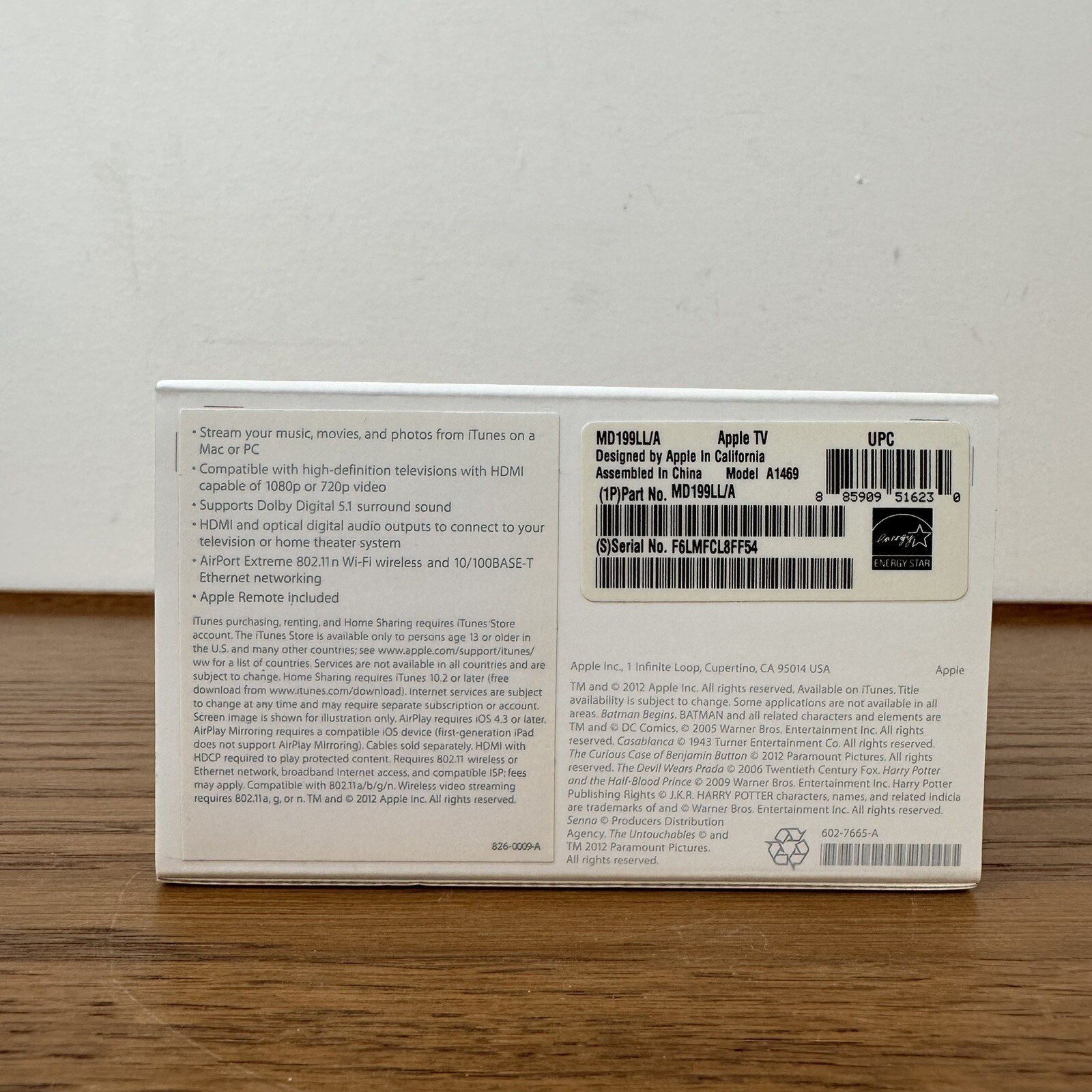 Apple TV 3rd Gen 1080p HDMI Black MD199LL/A A1469 Empty Box Only Stickers Guide