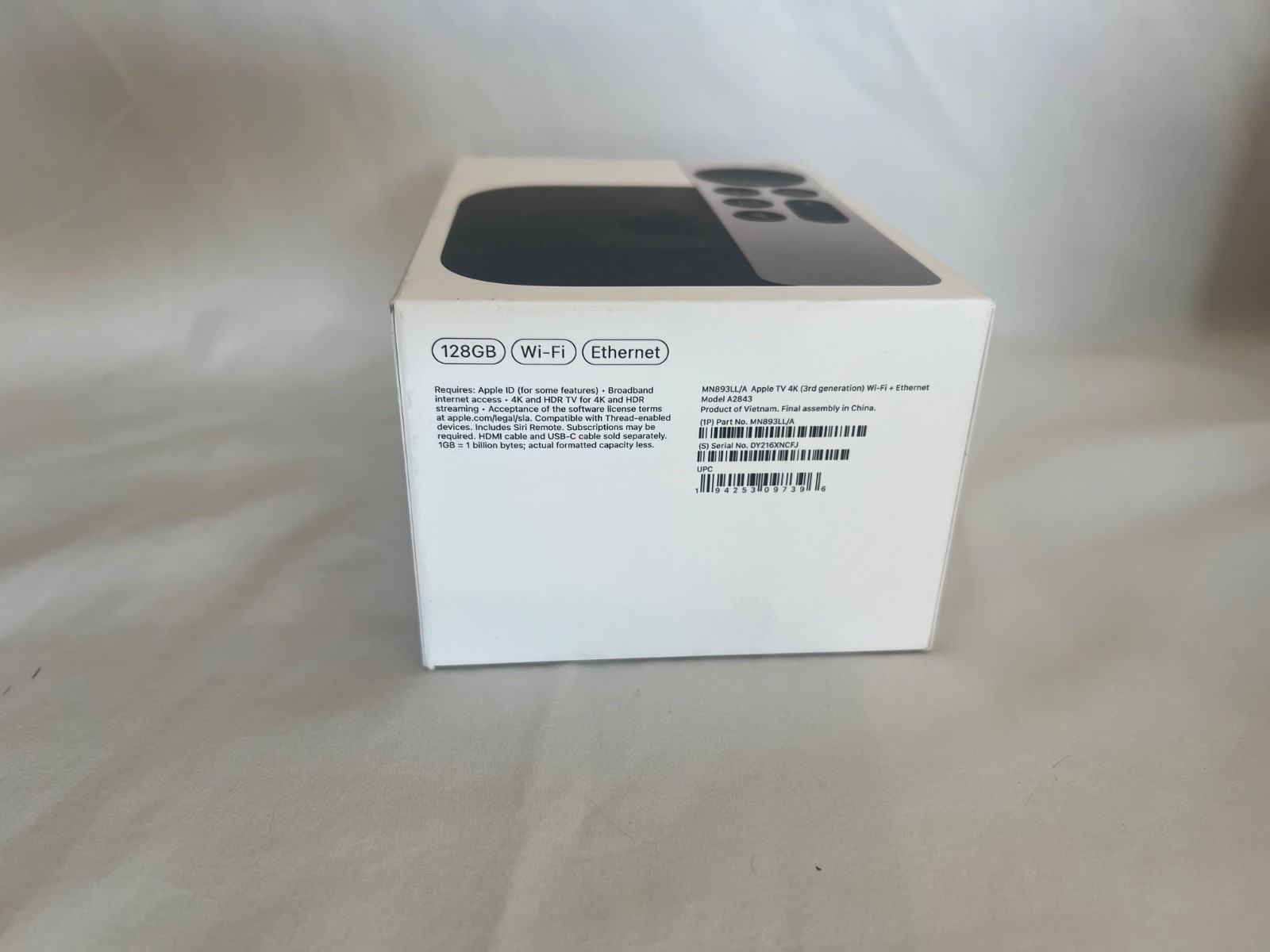 Apple TV 4K 3rd Generation 128GB WiFi + Ethernet Media Streamer Black MN893LL/A