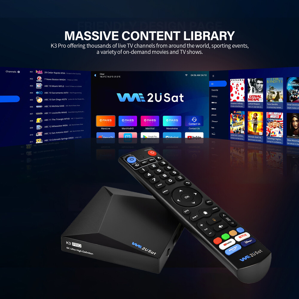 We2uSat K3 Pro Smart Media Player,4GB RAM+32GB ROM,Build in WiFi